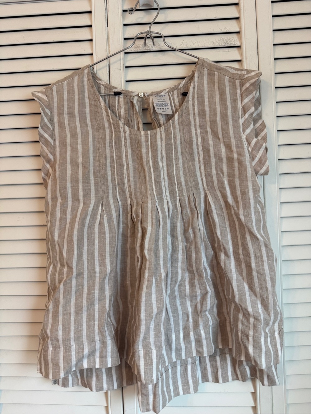 Lands’ End Linen Striped Short Sleeve Top Size 6P Vacation Summer Resortwear
